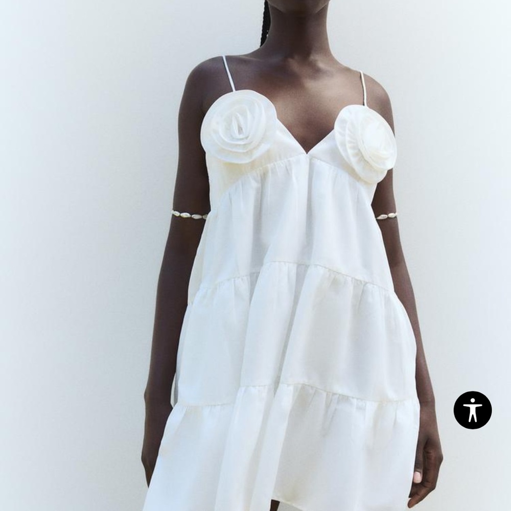 POPLIN DRESS WITH TEXTURED FLOWERS - Picture 4 of 9